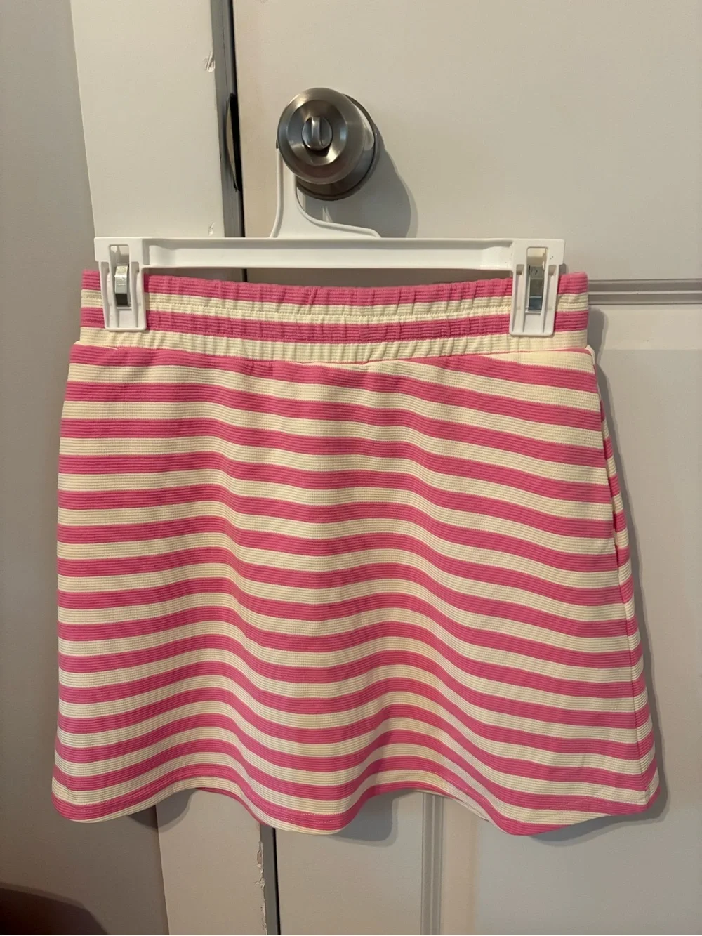 Sleeveless Pink & White Striped Polo Tank and Skirt Set